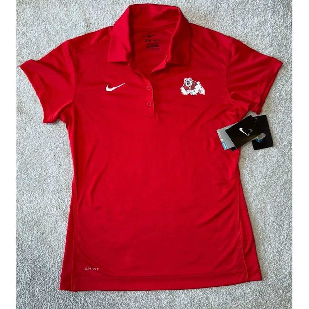 NWT Fresno State Nike Polo Shirt Red Womens Size Small